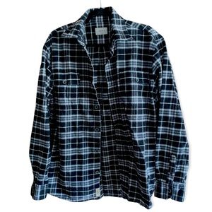 Jachs black and white plaid flannel collared shirt sweater cardigan L